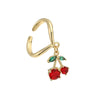 Wholesale Women's Sweet Fruit Style Copper Dripping Oil Opening Adjustable Ring