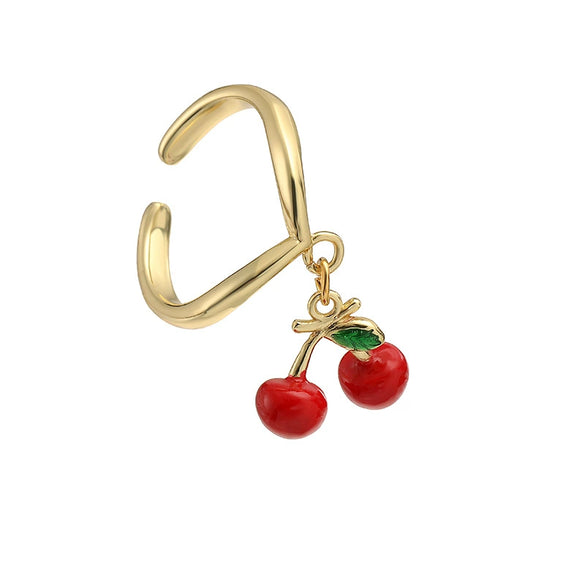 Wholesale Women's Sweet Fruit Style Copper Dripping Oil Opening Adjustable Ring