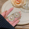 Wholesale Women's Sweet Geometric Copper And 925 Silver Earrings Set With Pearls