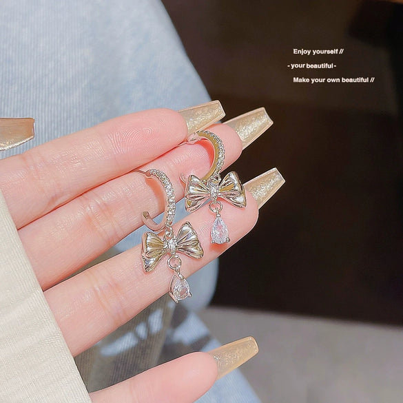 Wholesale Women's Sweet Geometric Copper And 925 Silver Earrings Set With Pearls