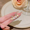 Wholesale Women's Sweet Geometric Copper And 925 Silver Earrings Set With Pearls