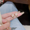 Wholesale Women's Sweet Geometric Copper And 925 Silver Earrings Set With Pearls