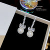Wholesale Women's Sweet Geometric Copper And 925 Silver Earrings Set With Pearls
