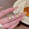 Wholesale Women's Sweet Geometric Copper And 925 Silver Earrings Set With Pearls