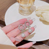 Wholesale Women's Sweet Geometric Copper And 925 Silver Earrings Set With Pearls