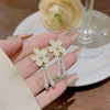 Wholesale Women's Sweet Geometric Copper And 925 Silver Earrings Set With Pearls