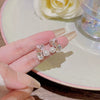 Wholesale Women's Sweet Geometric Copper And 925 Silver Earrings Set With Pearls