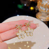Wholesale Women's Sweet Geometric Copper And 925 Silver Earrings Set With Pearls