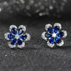 Wholesale Women's Sweet Geometric Flower Earrings 925 Sterling Silver With Zirconium Sapphire Electroplated