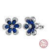 Wholesale Women's Sweet Geometric Flower Earrings 925 Sterling Silver With Zirconium Sapphire Electroplated
