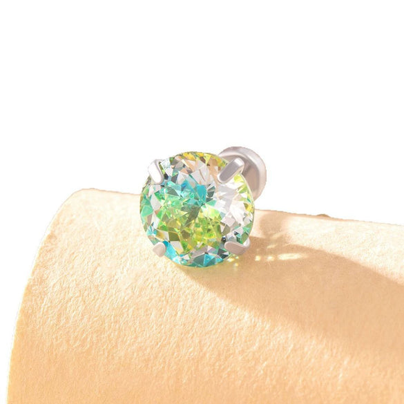 Wholesale Women's Sweet Geometric Inlaid Zircon Titanium Steel Ear Nail