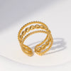 Wholesale Women's Sweet Geometric Stainless Steel Opening Adjustable Oil Pressure Electroplated Ring