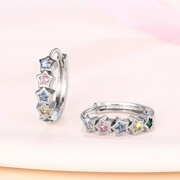 Wholesale Women's Sweet Geometric Zircon Earrings With Star Shape Copper Material