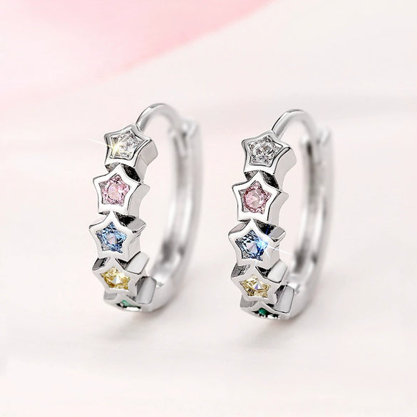 Wholesale Women's Sweet Geometric Zircon Earrings With Star Shape Copper Material