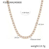 Wholesale Women's Sweet Geometric Zircon 316L Stainless Steel Necklace With 18K Gold Plated Chain