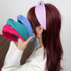 Wholesale Women's Sweet Handmade Cloth Widebrimmed Knotted Solid Color Cross Hair Band Hair Accessories
