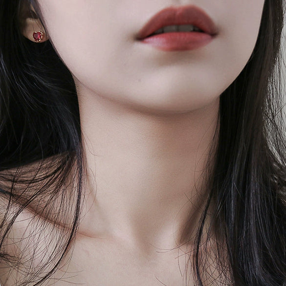 Wholesale Women's Sweet Heart Shaped Copper Zircon Earrings