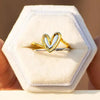 Wholesale Women's Sweet Heartshaped Copper Ring With Gold Rim And Electroplating Treatment