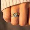 Wholesale Women's Sweet Heartshaped Copper Ring With Gold Rim And Electroplating Treatment