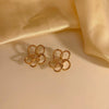 Wholesale Women's Sweet Hollow Flower Pearl Earrings With Electroplating Design In Stainless Steel