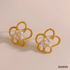 Wholesale Women's Sweet Hollow Flower Pearl Earrings With Electroplating Design In Stainless Steel