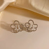 Wholesale Women's Sweet Hollow Flower Pearl Earrings With Electroplating Design In Stainless Steel
