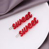 Wholesale Women's Sweet Metal Acetate Letter Clips Oil Dripping And Carved Design Including Side Clips Bangs Clips And Frog Clips