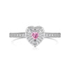 Wholesale Women's Sweet Pink Love Geometric Zircon S925 Sterling Silver Ring With Heart Shape Design And Electroplating