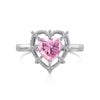 Wholesale Women's Sweet Pink Love Geometric Zircon S925 Sterling Silver Ring With Heart Shape Design And Electroplating