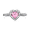 Wholesale Women's Sweet Pink Love Geometric Zircon S925 Sterling Silver Ring With Heart Shape Design And Electroplating