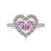 Wholesale Women's Sweet Pink Love Geometric Zircon S925 Sterling Silver Ring With Heart Shape Design And Electroplating