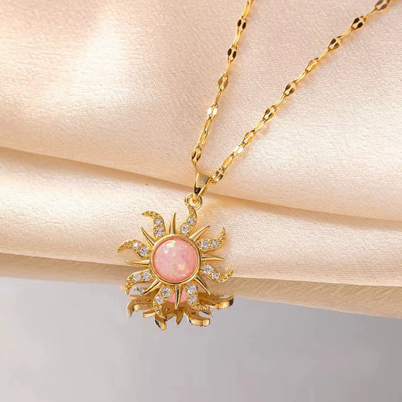 Wholesale Women's Sweet Plants Flowers Geometric Titanium Steel And Copper Electroplated Lip Chain Necklace