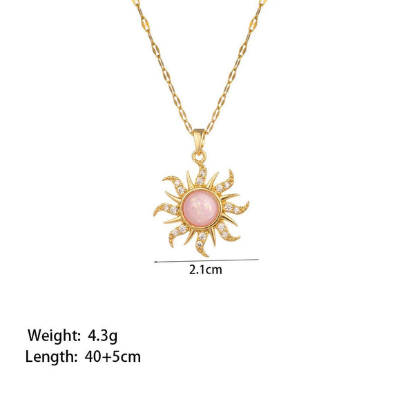 Wholesale Women's Sweet Plants Flowers Geometric Titanium Steel And Copper Electroplated Lip Chain Necklace