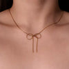 Wholesale Women's Sweet Retro Titanium Steel Bow Necklace With Gold Chain And Electroplating