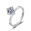 Wholesale Women's Sweet Ring S925 Sterling Silver Single Diamond Four Claw Geometric Electroplated