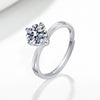 Wholesale Women's Sweet Ring S925 Sterling Silver Single Diamond Four Claw Geometric Electroplated