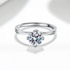 Wholesale Women's Sweet Ring S925 Sterling Silver Single Diamond Four Claw Geometric Electroplated