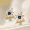 Wholesale Women's Sweet Style Copper And Glass Ear Jewelry With Colorful Zircon And Sunflower Pattern Inlaid With Diamonds And Electroplating Treatment