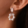 Wholesale Women's Sweet Style Freshwater Pearl And Shell Earrings With Geometric Design And Electroplating Made Of Stainless Steel