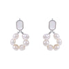 Wholesale Women's Sweet Style Freshwater Pearl And Shell Earrings With Geometric Design And Electroplating Made Of Stainless Steel