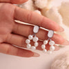 Wholesale Women's Sweet Style Freshwater Pearl And Shell Earrings With Geometric Design And Electroplating Made Of Stainless Steel