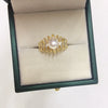 Wholesale Women's Sweet Style Freshwater Pearl Ring Copper 18K Gold Electroplated Microinlaid Zircon Fishbone Flat Round And Bun Round