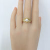 Wholesale Women's Sweet Style Freshwater Pearl Ring Copper 18K Gold Electroplated Microinlaid Zircon Fishbone Flat Round And Bun Round