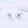 Wholesale Women's Sweet Style Heart Shape Inlaid Zircon Sterling Silver Stud Earrings