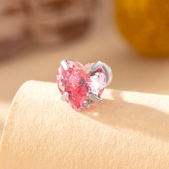 Wholesale Women's Sweet Style Heartshaped Zircon Inlaid Titanium Steel Ear Nail