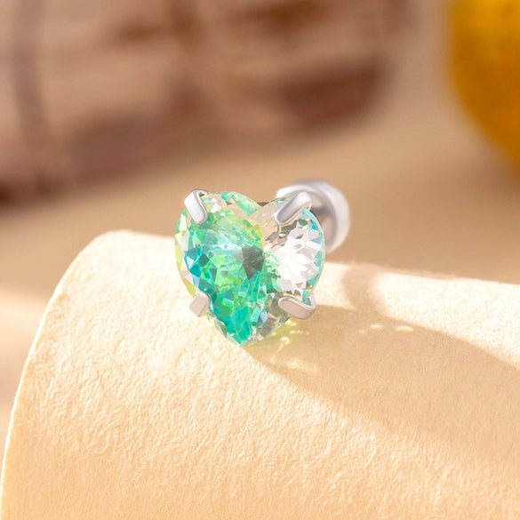 Wholesale Women's Sweet Style Heartshaped Zircon Inlaid Titanium Steel Ear Nail