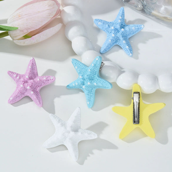Wholesale Women's Sweet Style Starfish Duckbill Clip Hairpin Headwear Accessories With Glue Processing
