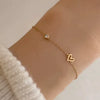 Wholesale Women's Sweet Style 925 Sterling Silver Heart Shaped Love Bracelet Inlaid With Zircon And Plated 14K Gold