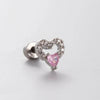 Wholesale Women's Sweet Style Titanium Steel Earrings With Pink Zircon And Heart Shape Design