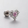 Wholesale Women's Sweet Style Titanium Steel Earrings With Pink Zircon And Heart Shape Design